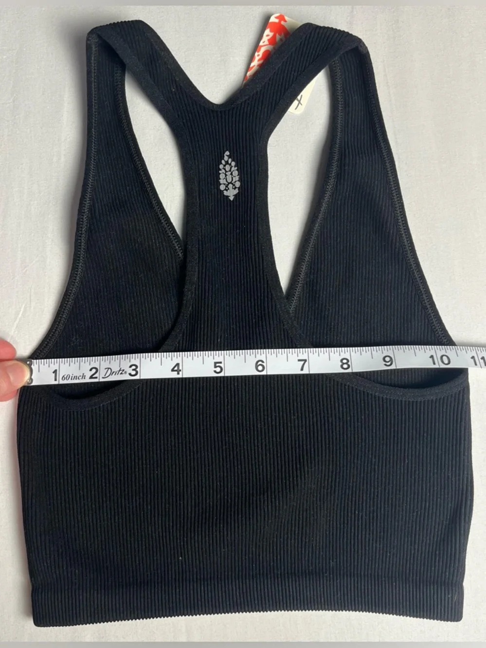 Black Ribbed Racerback Crop Tank/Bra - Picture 6 of 8